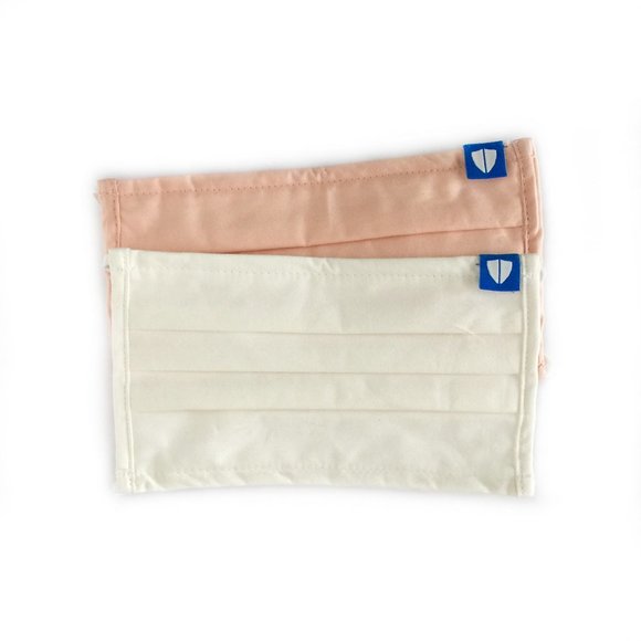 NEW! 2 PACK Cloth Face Mask - White and Peach - Picture 2 of 7
